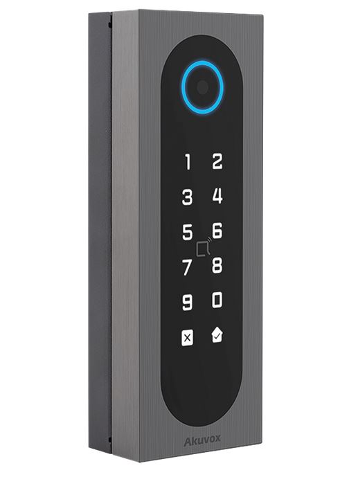 PIN, QR kód, EM, MIFARE, NFC olvasó, Bluetooth, Akuvox A08S